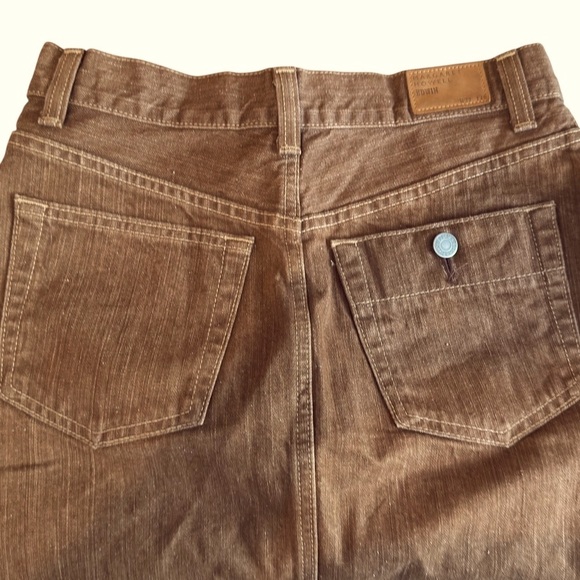 Elegant Brown A-Line Denim Skirt - Picture 6 of 12